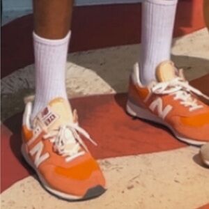 New Balance Vibrant Orange and White Sneakers